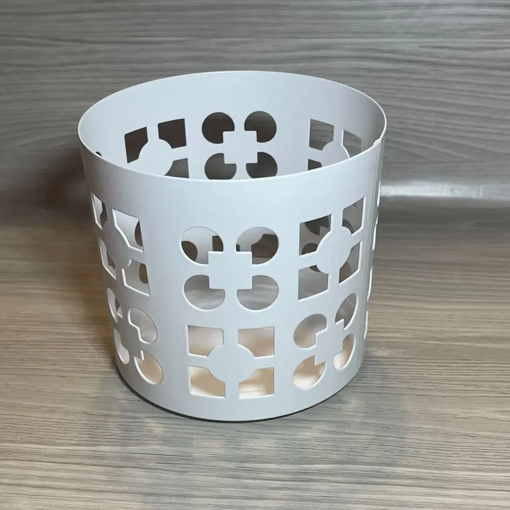 IKEA | Vackert White Metal Geometric Cut Out Pattern Candle Holder